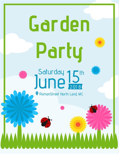 Garden Party Invitation Template 213489 Vector Art at Vecteezy