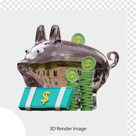 Premium PSD Piggy Bank With Dollar Banknotes 3d Illustration