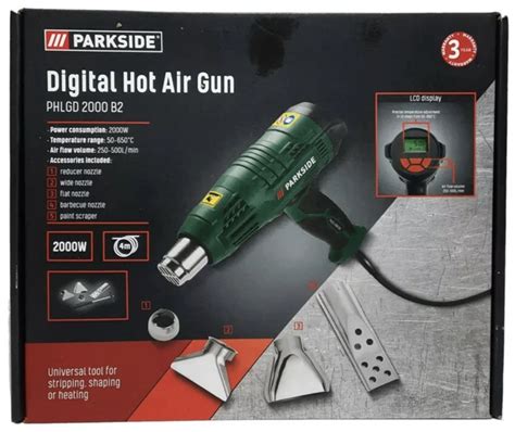Parkside Digital Hot Air Heat Gun With Lcd Display Accessories W C Picclick Uk