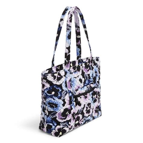 Vera Bradley Womens Cotton Vera Tote Handbag Plum Pansies Recycled Cotton Ys0000046437371336