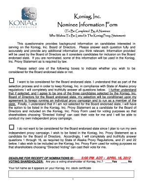 Fillable Online Koniag Inc Nominee Information Form Fax Email Print