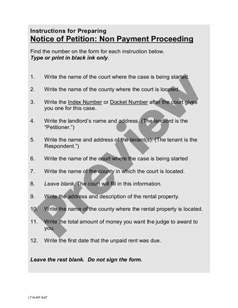 Nassau Eviction Forms Packet For Nonpayment Summary Proceedings For