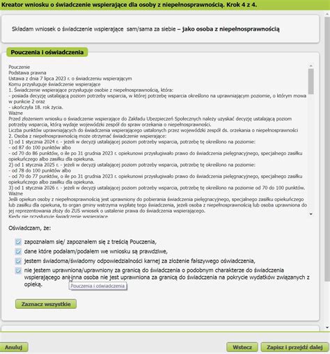 Wzór z ZUS Jak złożyć wniosek o świadczenie wspierające Przykład