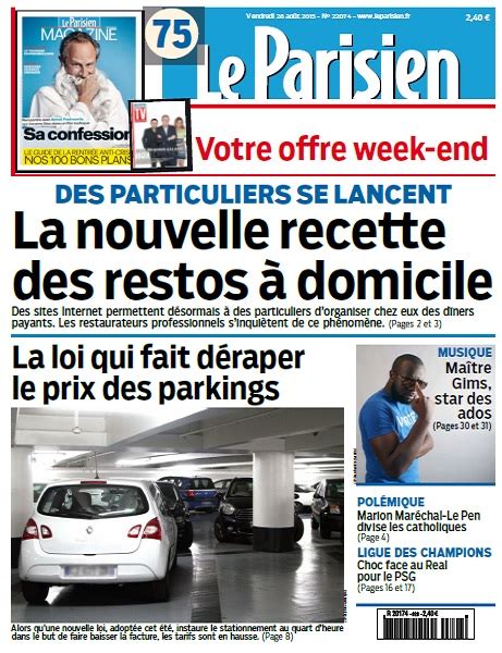 Le Parisien Journal De Paris Du Vendredi 28 Aout 2015 Télécharger