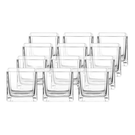 Buy 3 Square Glass Vase Candle Holder 12 Pack Clear Cube Centerpiece