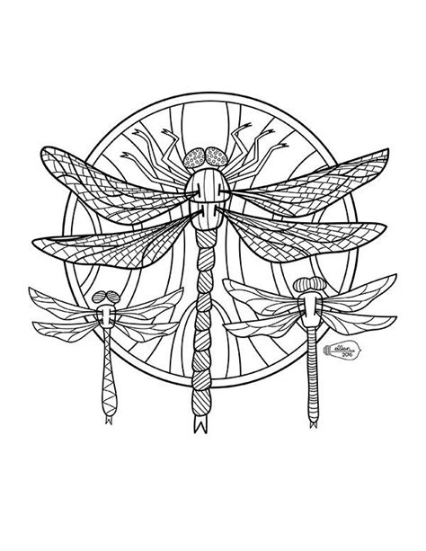 Dragonflies Adult Coloring Page Digital Stamp Etsy Steampunk