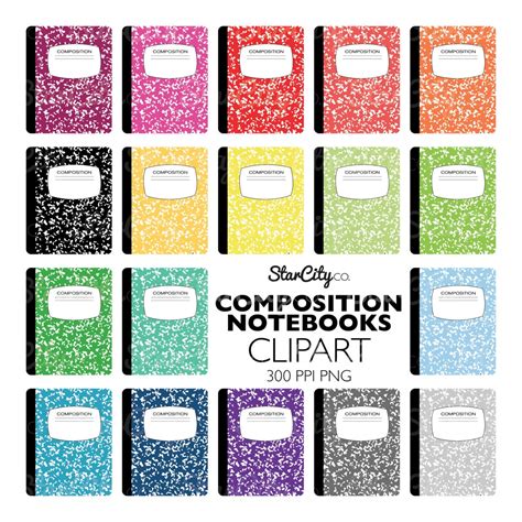 Composition Notebook Clipart, Notebook Clip Art, School Graphics ...