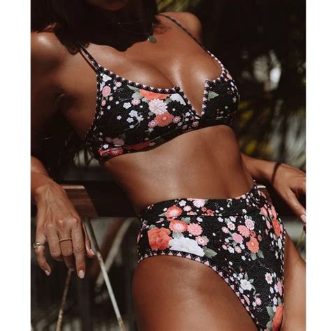 Swim Retro Floral High Waist Bikini Pc Swimsuit Poshmark