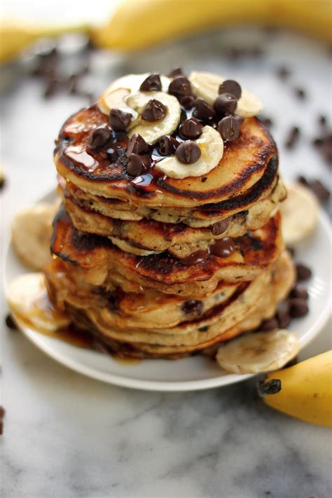 Malted Chocolate Chip Banana Pancakes Baker By Nature