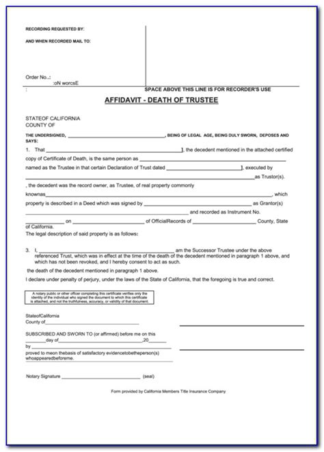 Affidavit Of Entitlement Nevada Form