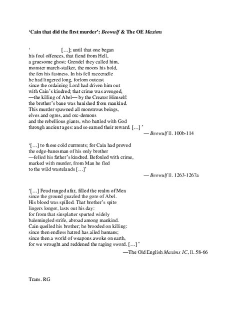 (PDF) Alliterative verse-translations from Old English: Passages on ...