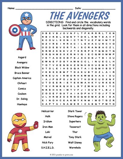 The Avengers Word Search