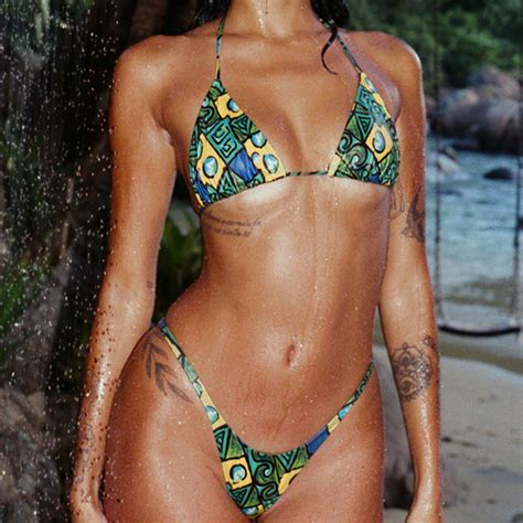 Y K American Retro Sexy Beauty Women S Sexy Lingerie Bikini Top Bra Mini Thong Swimsuit Suit