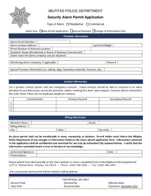 Fillable Online Security Alarm Permit Application Fax Email Print