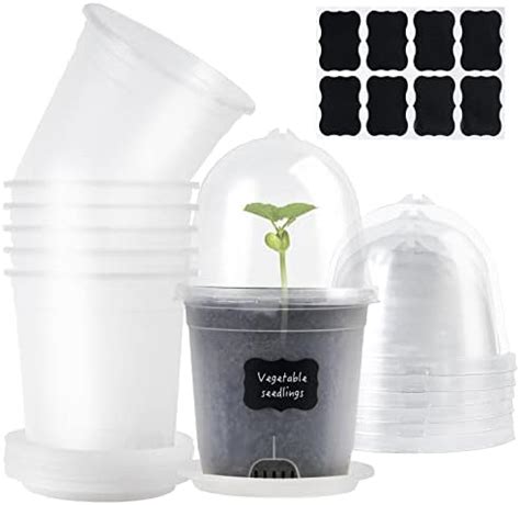 VINFUTUR 6pcs Pot Semis Transparent 13 5cm Pot Fleurs Plastique Avec