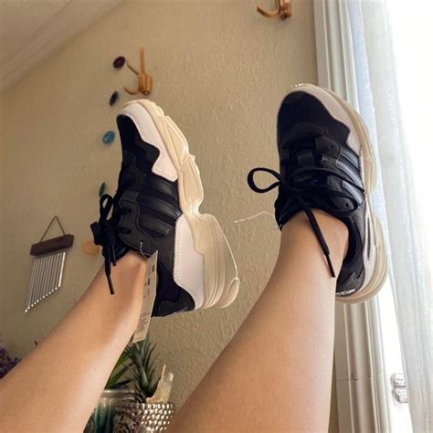 adidas yung 96 sneakers black and white super... - Depop