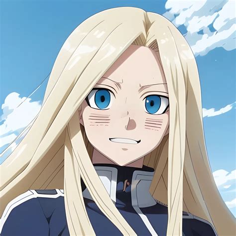 Female Pale Skin Sky Blue Eyes Long Light Blonde Hair My Hero Academia Anime Trippy Arthub Ai