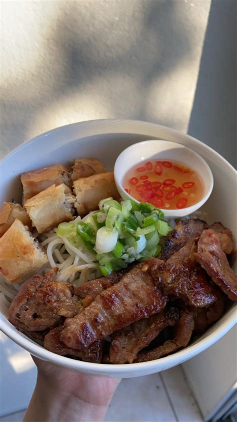 Homemade Bun Cha Gio Thit Nuong Vietnamese Vermicelli Noodles With