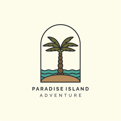 Paradise With Minimalist Vintage And Emblem Style Logo Icon Template