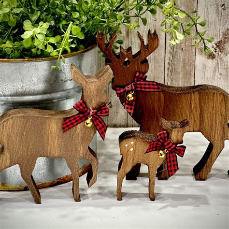 Wooden Deer Figurine Etsy