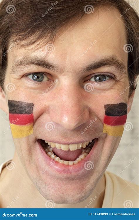 German Fan With Face Painted Stock Image - Image: 51743899