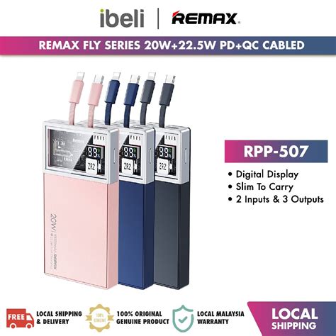 REMAX RPP 507 Fly Series 20W 22 5W PD QC Cabled Fast Charging Power