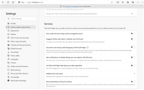 Privacy Settings In Microsoft Edge Disable Tab Grouping Follow
