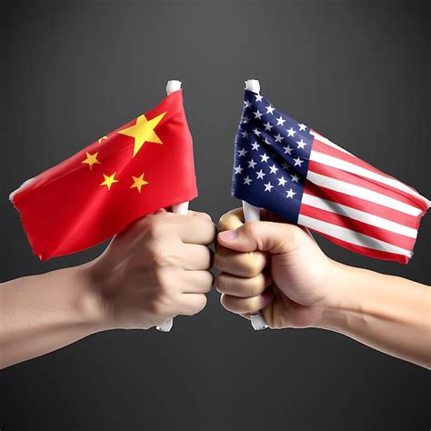 Premium Photo Usa And China Flag In A Fist Concept Of Rivalry Or War