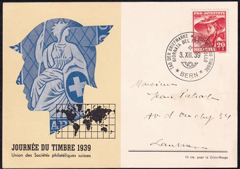 Schweiz Tag der Briefmarke 1939 Karte französisch mit Stempel Bern