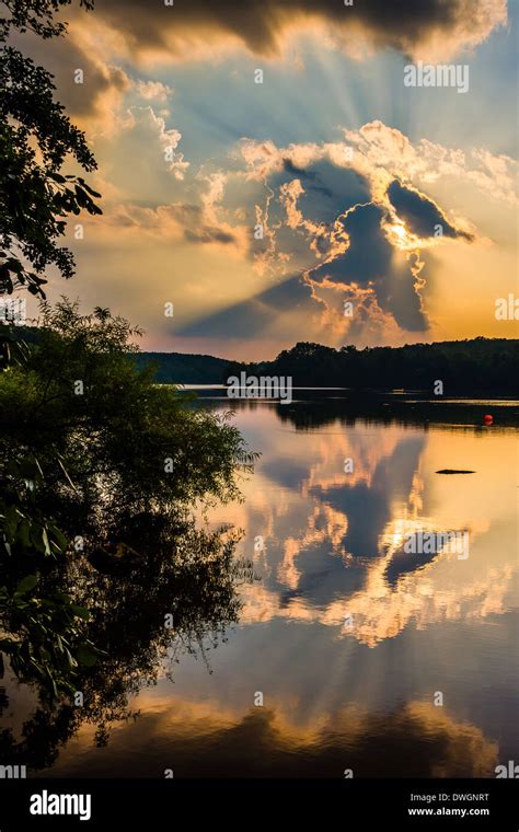 Dramatic Sunset Over Pinchot Lake At Ford Pinchot State Park