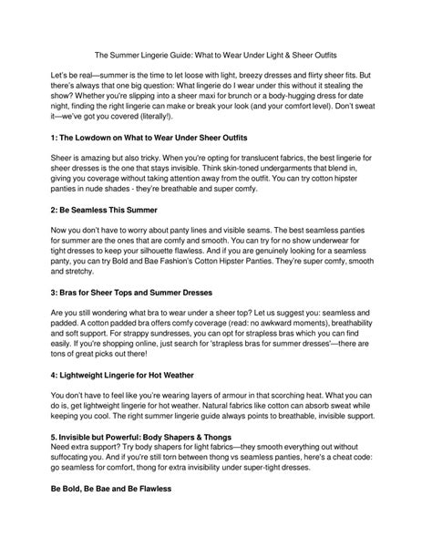 Ppt The Summer Lingerie Guide What To Wear Under Light Sheer Outfits Powerpoint