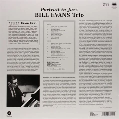 Bill Evans Trio Portrait In Jazz Gram Vinyle Lp Neuf Et