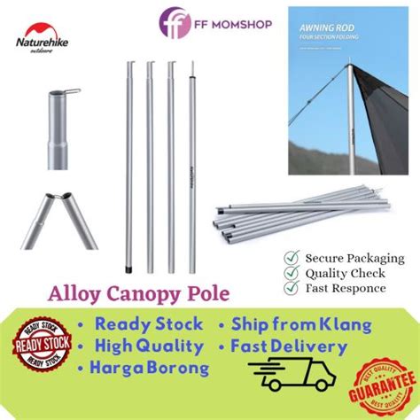 2 Units Naturehike 200cm Pole Camping Flysheet Stand Iron Tarp Pole