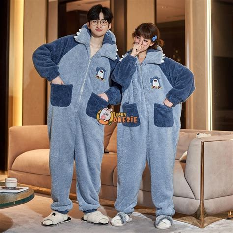 Shark Onesie Cute Christmas Matching Pajamas for Couples His and Her ...