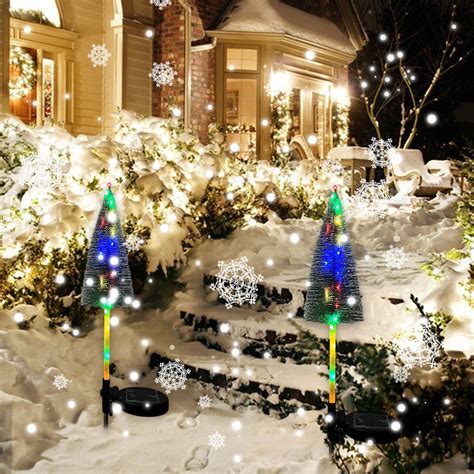 Solar Small Christmas Trees for Outdoor Decorations, LED Artificial ...