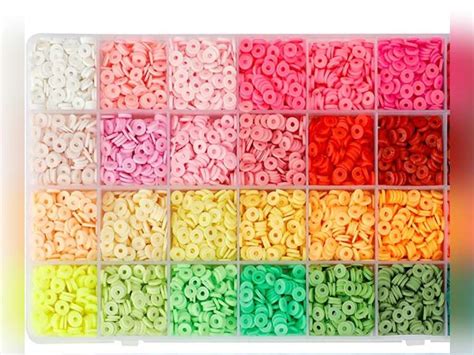 QUEFE Clay Beads For Bracelet Making Kit 20 Colors Spacer Heishi Beads