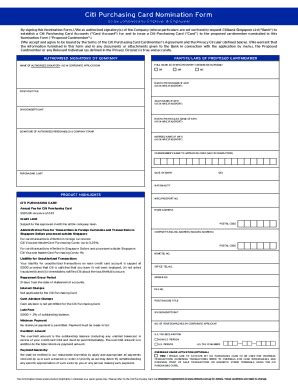 Fillable Online Citi Purchasing Card Nomination Form Citibank