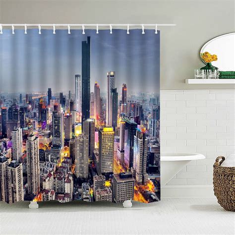 New York London Bridge Shower Curtain Printed Waterproof Fabric