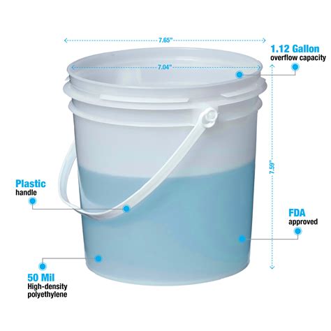 1 Gallon Pails Plastic Handle Pail Only Natural Consolidated