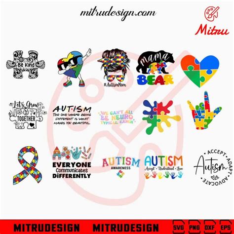 Autism Awareness Bundle Svg Autism Mom Svg Everyone Communicates Differently Svg Puzzle