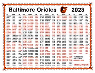 Printable 2023 Baltimore Orioles Schedule