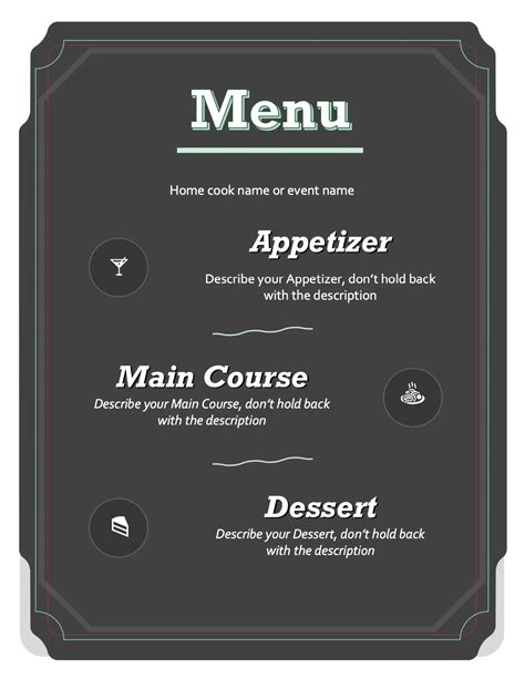 Free Menu Templates Microsoft Create