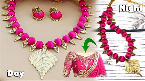 How To Make Silk Thread Necklace DIY Leaf Necklace At Home YouTube