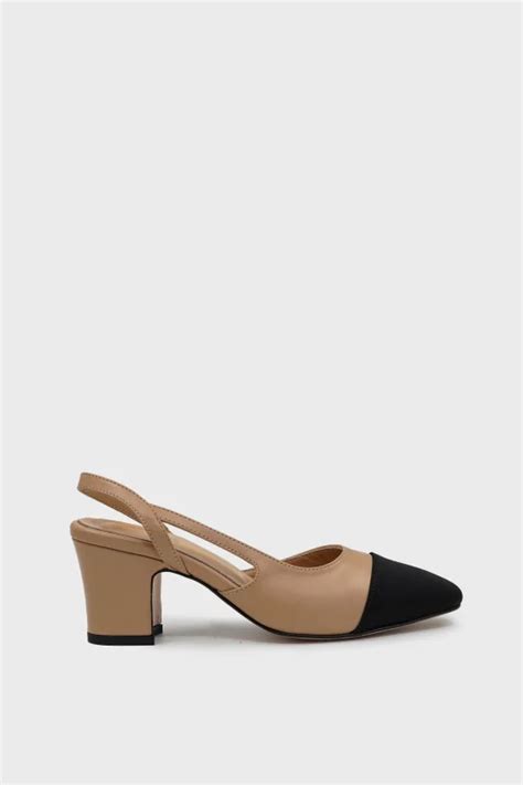 SKT Nude Siyah Arkadan Bantlı Kadın Topuklu Ayakkabı Shoemol Ayakkabı Çanta