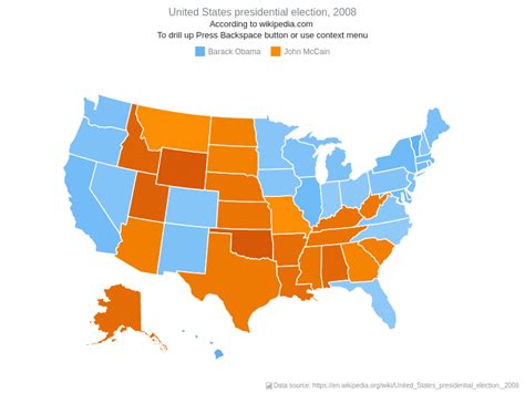 US presidential election 2008 | Maps with Drill Down