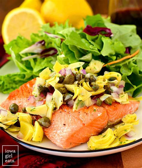 Pan Seared Salmon With Lemon Artichoke Salsa Gluten Free