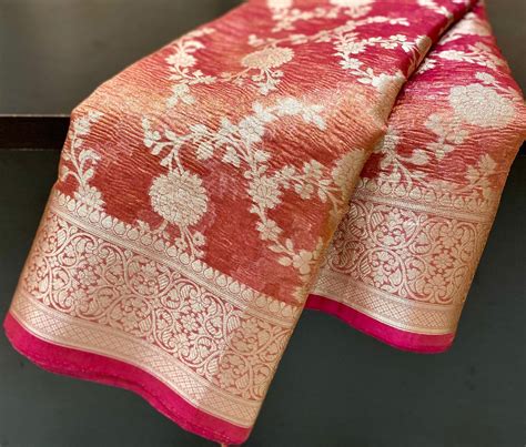 BANARASI SOFT Tissue SILK Crushed SAREE Revolusis Instore