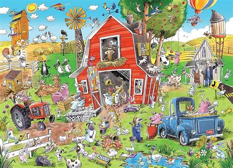 Cobble Hill 500 Piece Puzzle Doodletown Farmyard Folly Jigsaw