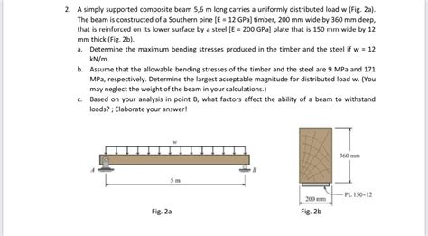 Solved 2 A Simply Supported Composite Beam 5 6 M Long Chegg