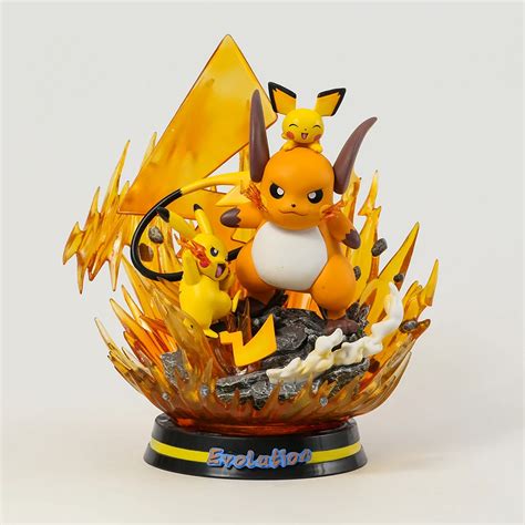 Pokemon Evolution Raichu Pikachu Pichu Light Up Statue Figure Collectible Model Toy Atelier